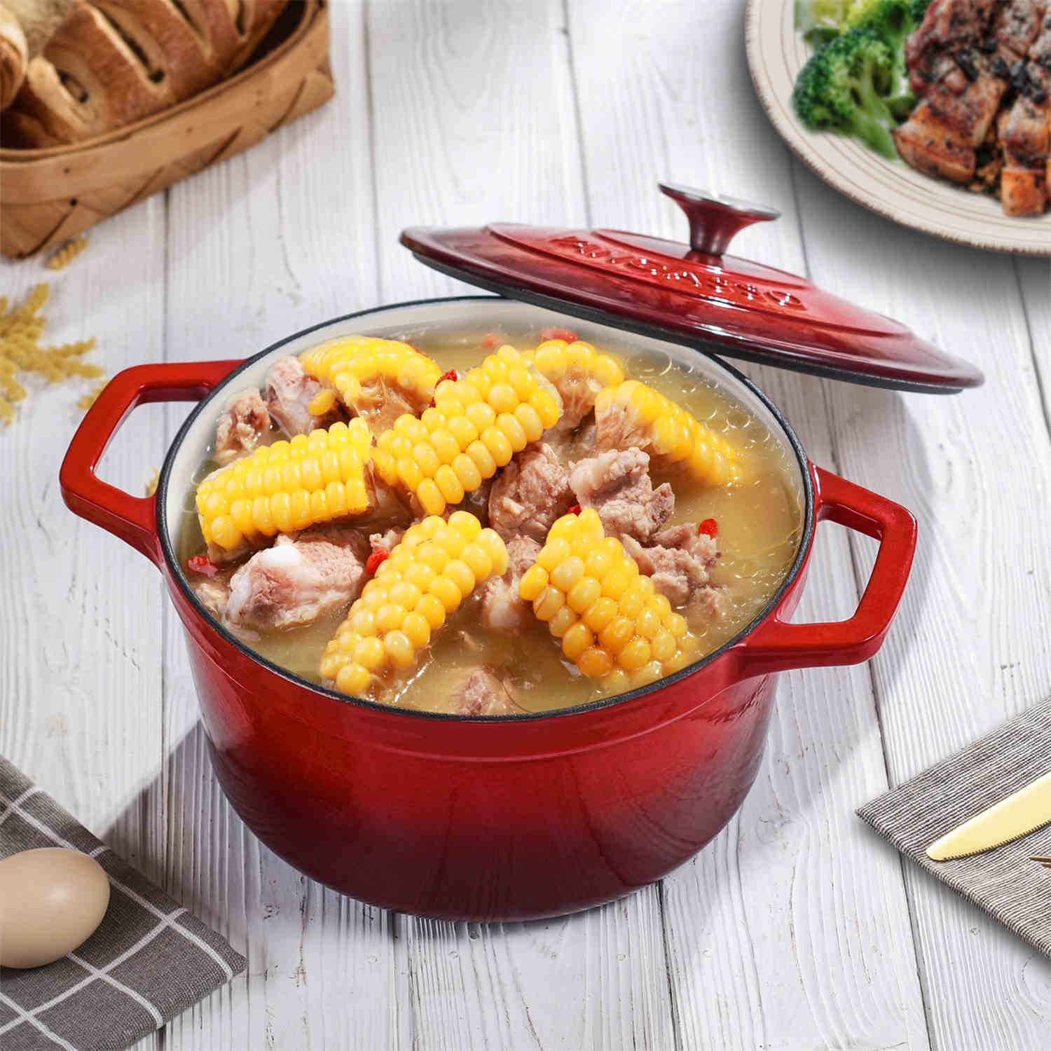 4.5QT Enameled Cast Iron Round Dutch Oven