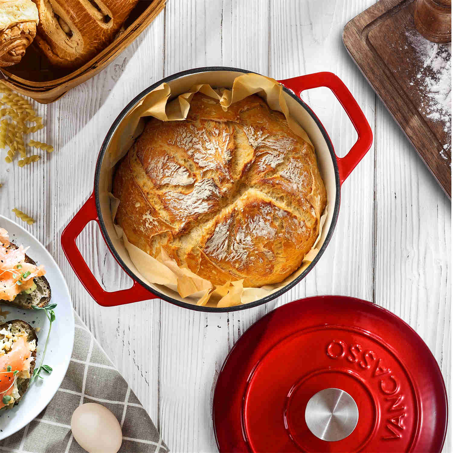 4.5QT Enameled Cast Iron Round Dutch Oven