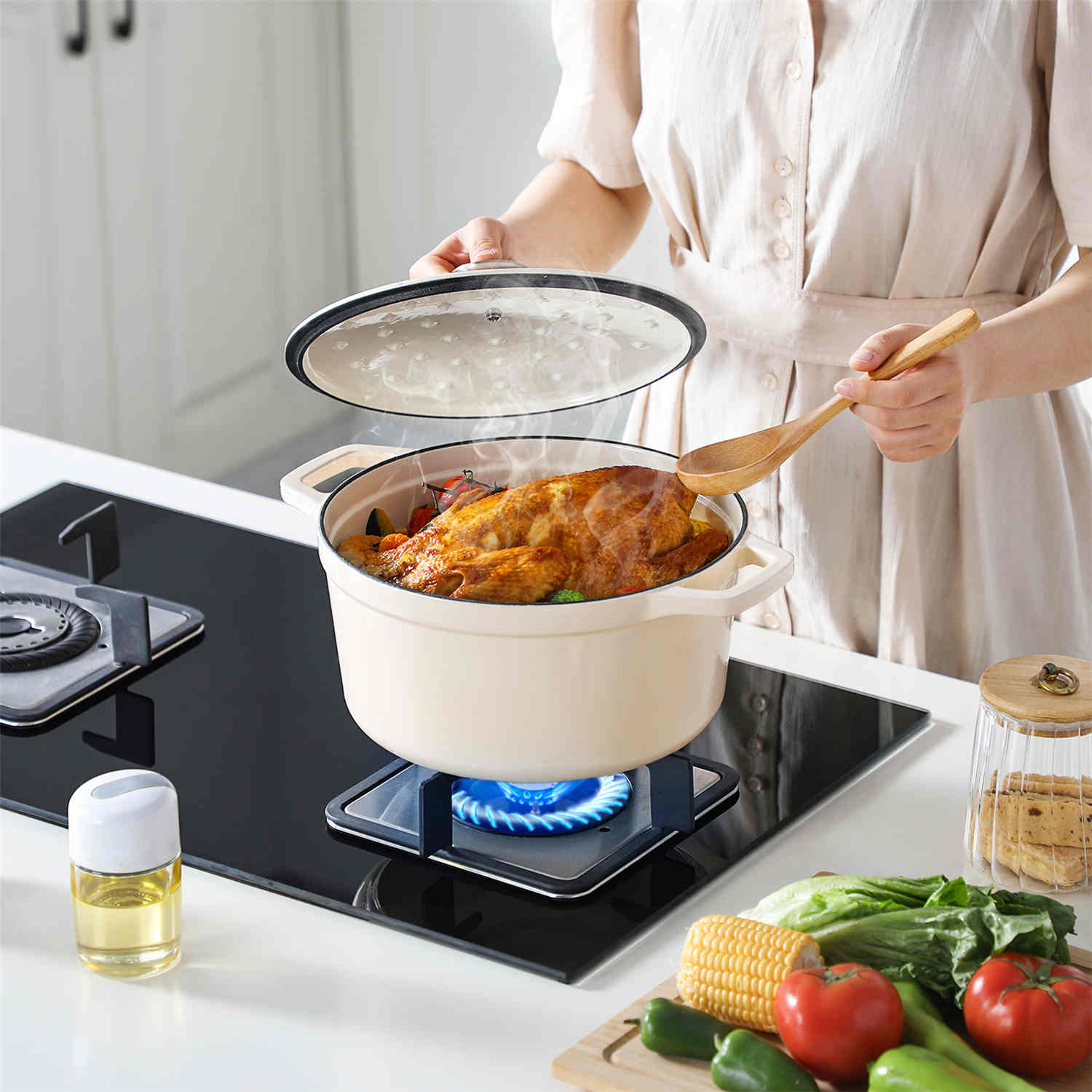 6QT Enameled Cast Iron Round Dutch Oven