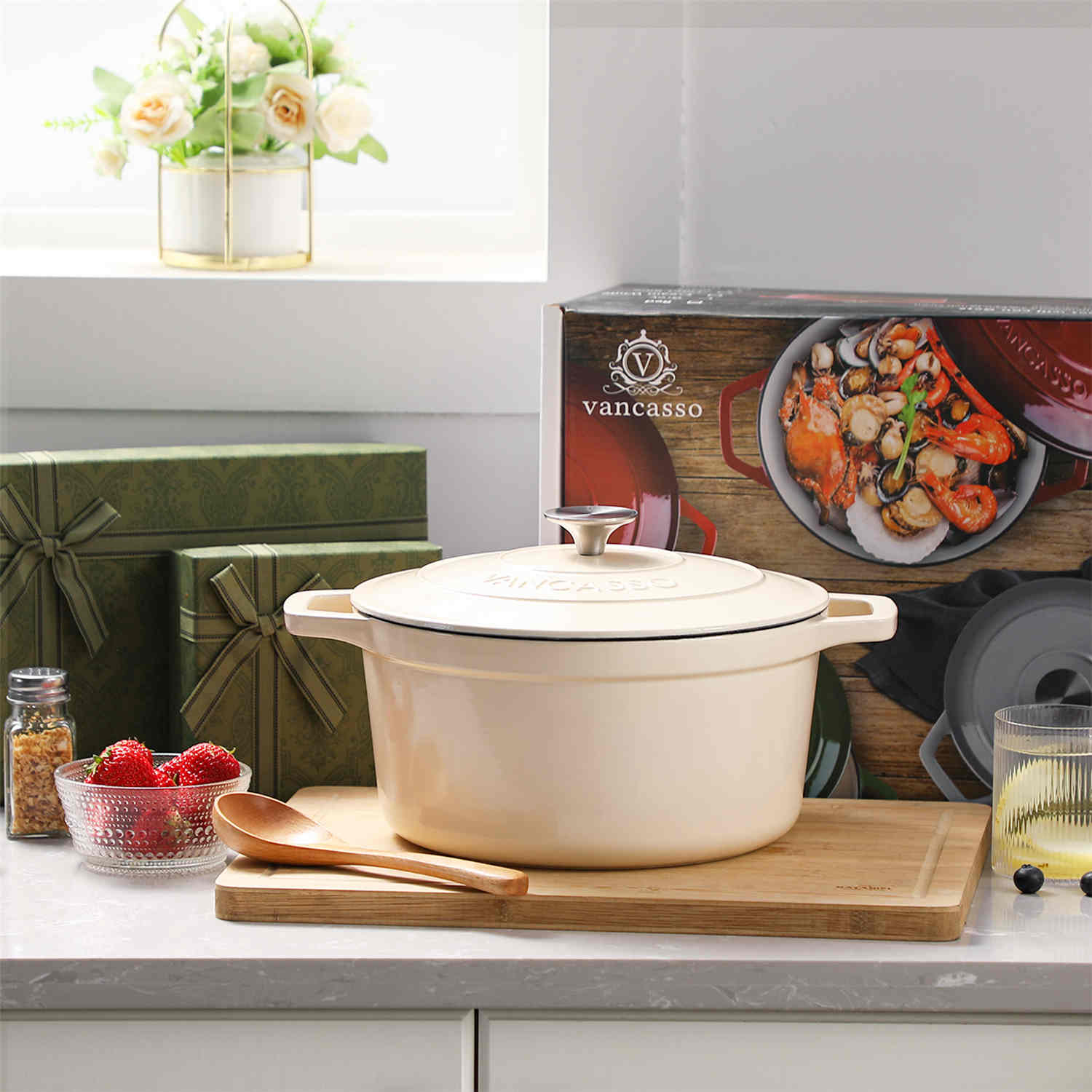 6QT Enameled Cast Iron Round Dutch Oven