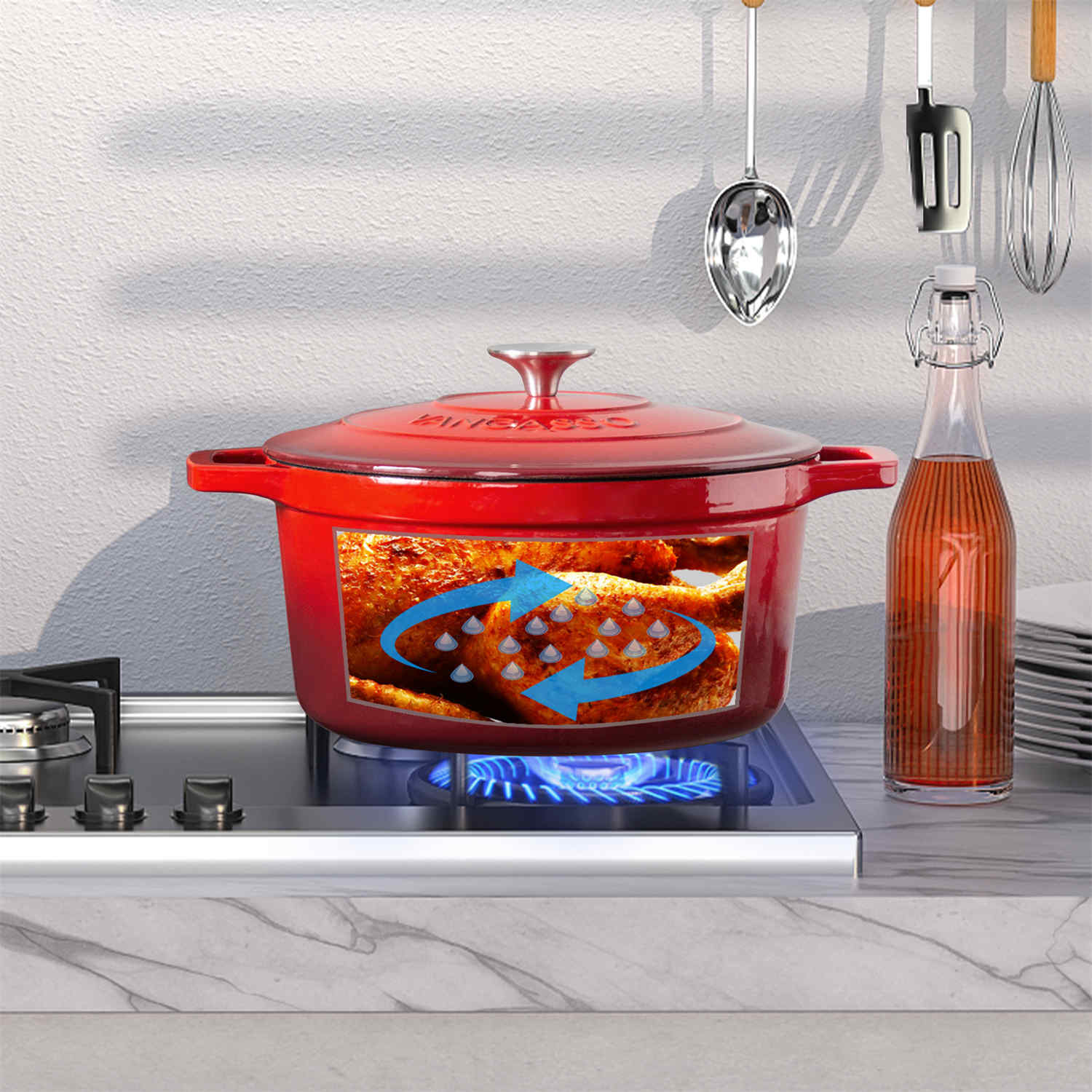 6QT Enameled Cast Iron Round Dutch Oven