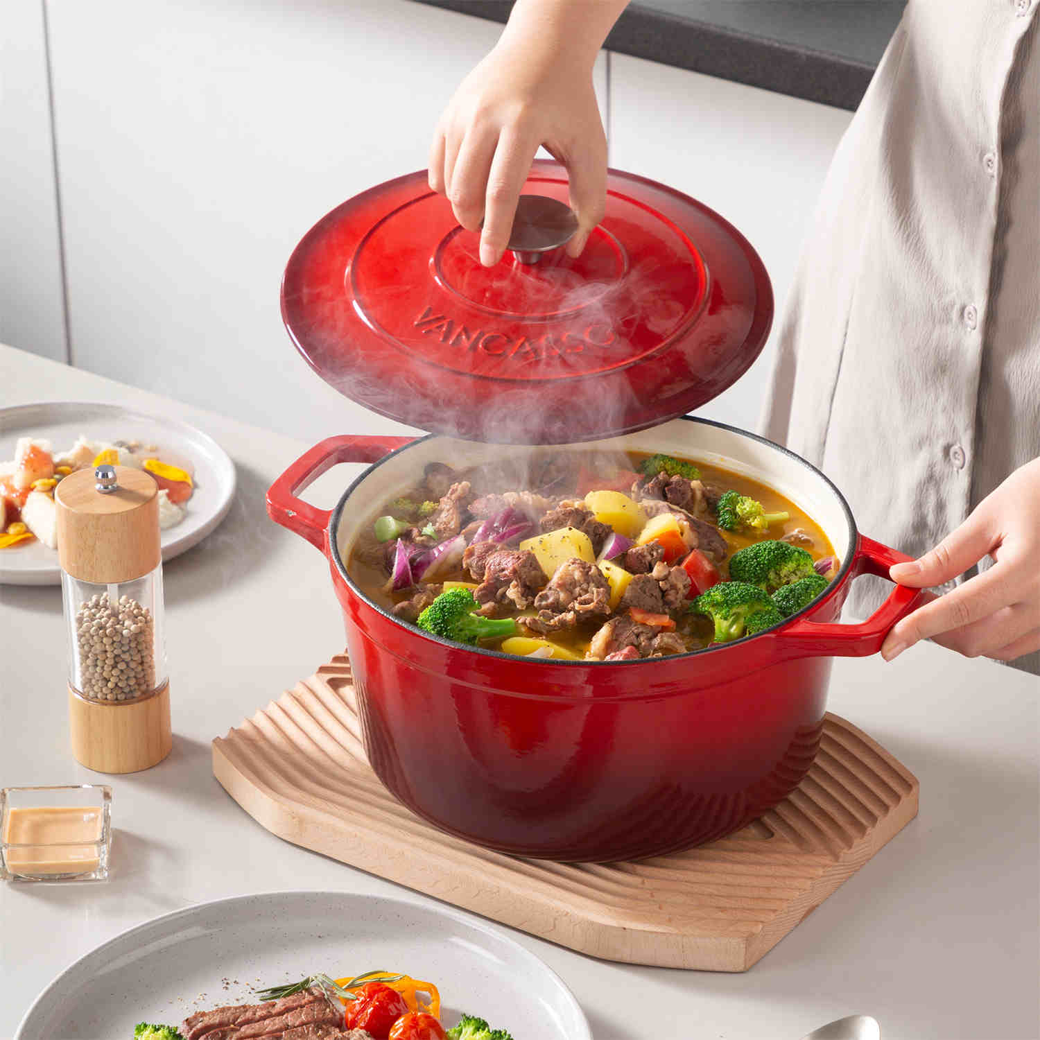 6QT Enameled Cast Iron Round Dutch Oven