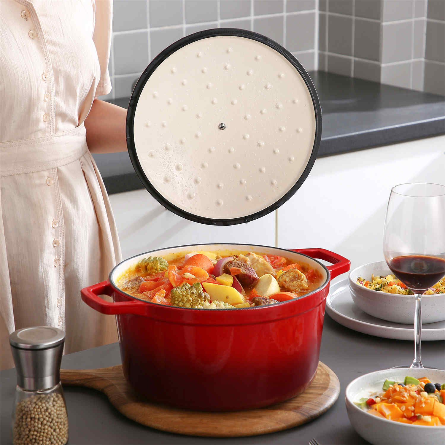7.5QT Enameled Cast Iron Round Dutch Oven