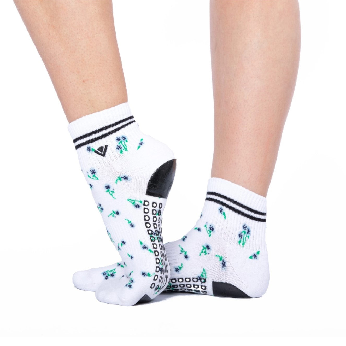 Classic Ankle Grip Socks - Blue Flower (Barre / Pilates)