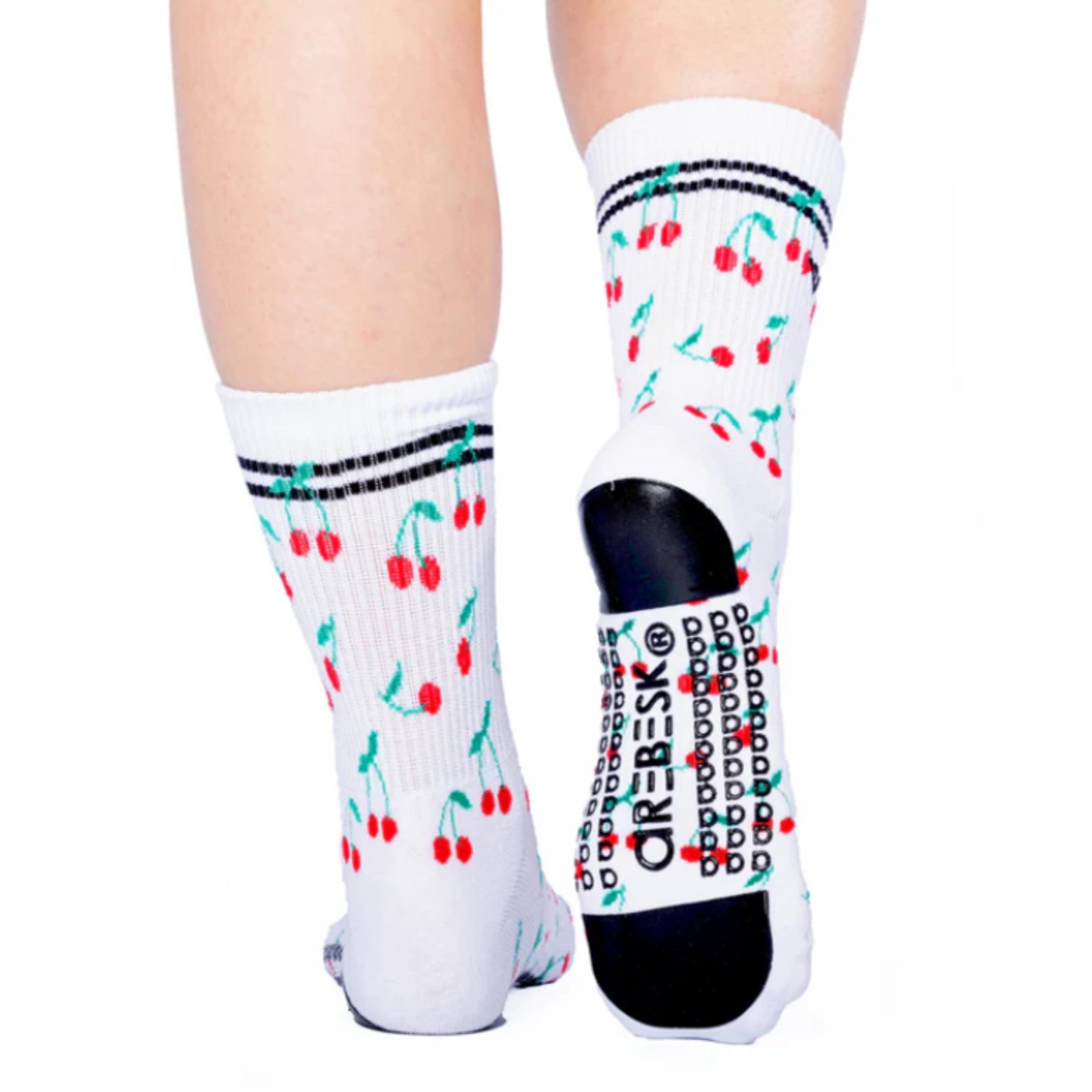 Classic Crew Grip Socks - Cherry (Barre / Pilates)