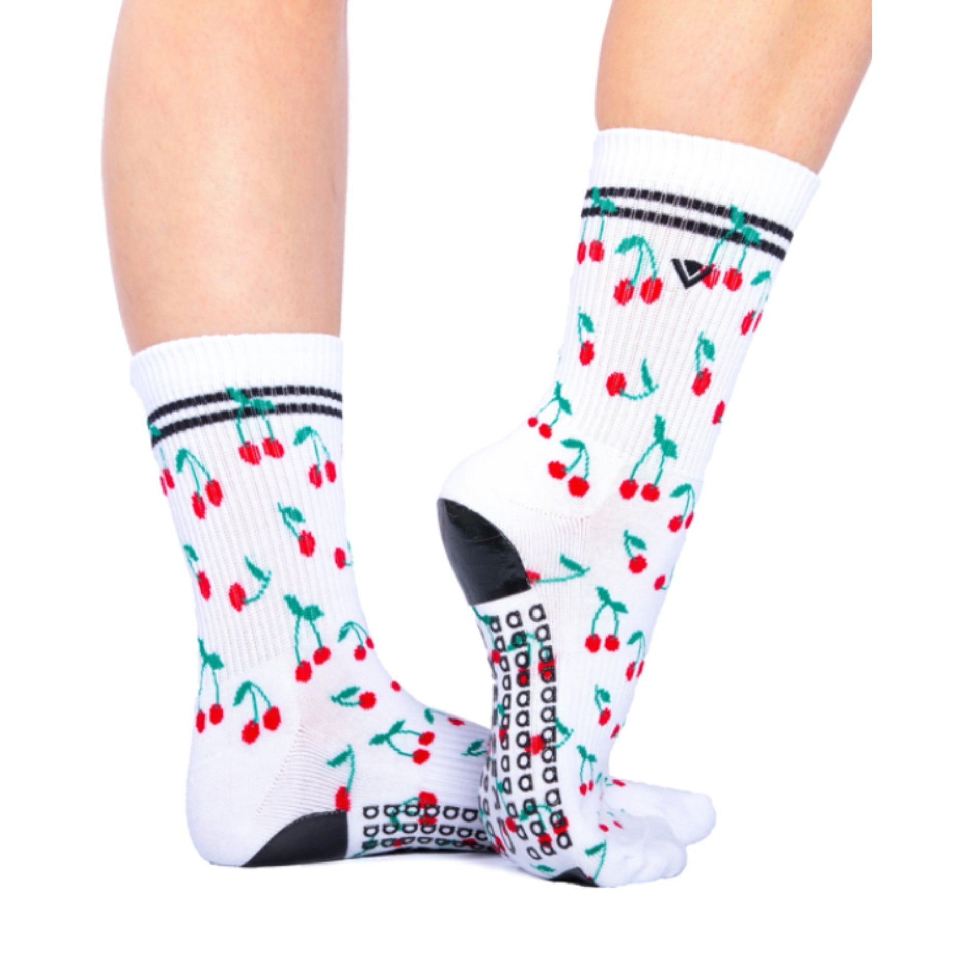 Classic Crew Grip Socks - Cherry (Barre / Pilates)