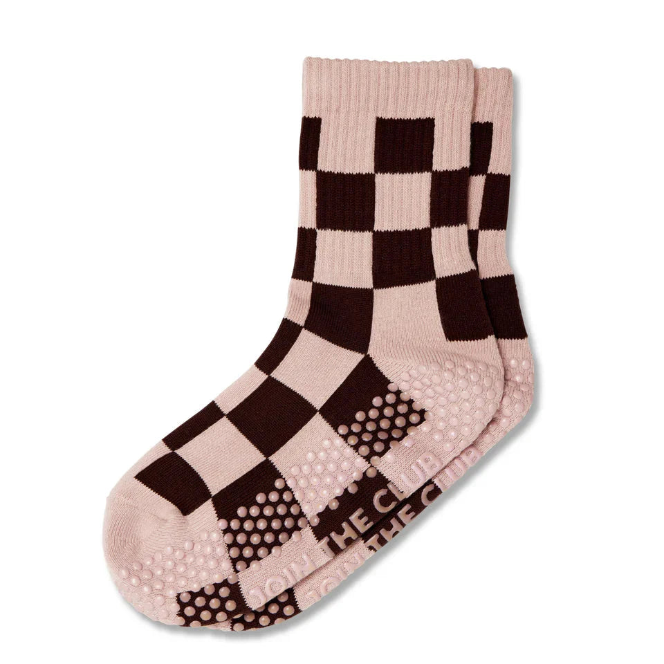Checkered Crew Grip Socks (Barre / Pilates)