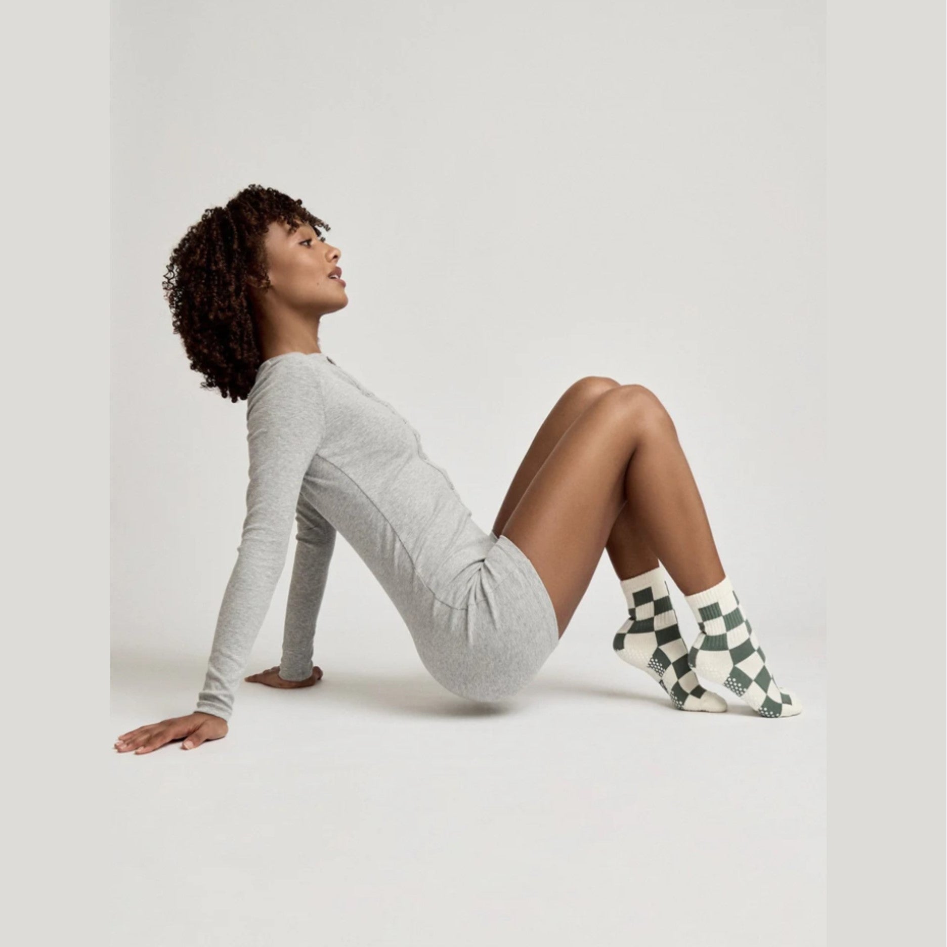 Checkered Crew Grip Socks (Barre / Pilates)
