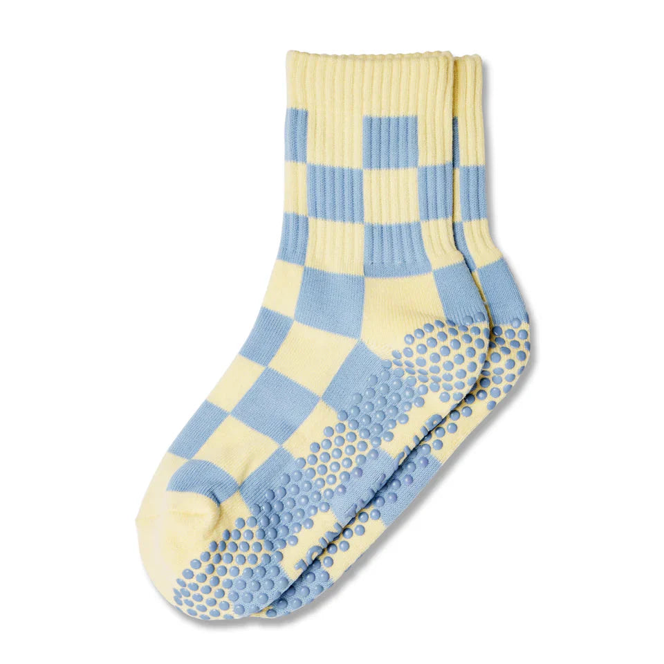 Checkered Crew Grip Socks (Barre / Pilates)
