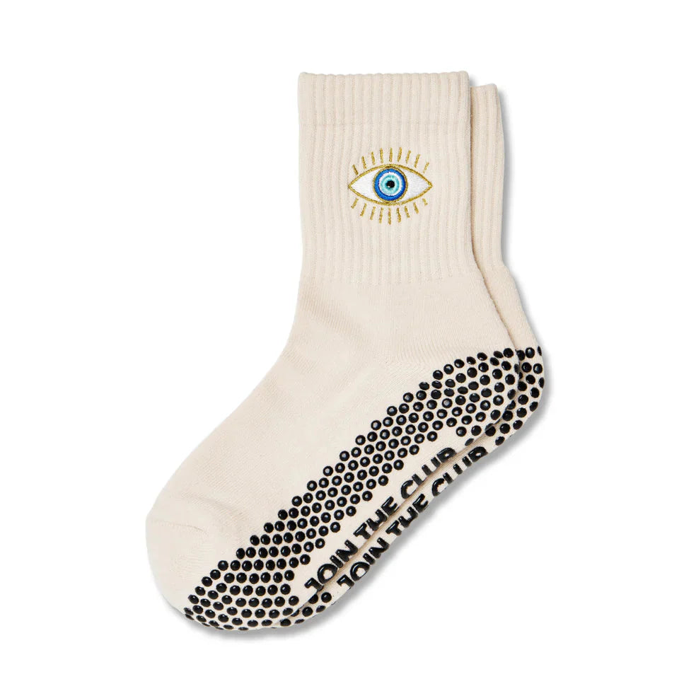 Evil Eye Crew Grip Socks (Barre / Pilates)