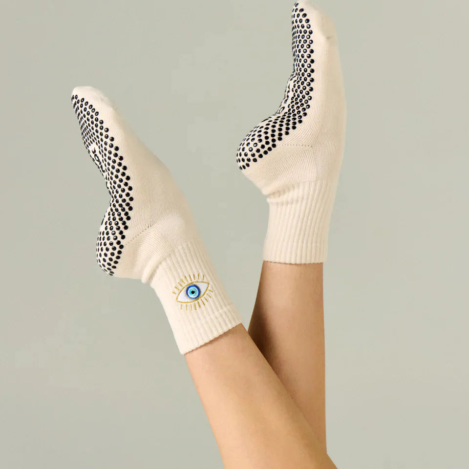 Evil Eye Crew Grip Socks (Barre / Pilates)