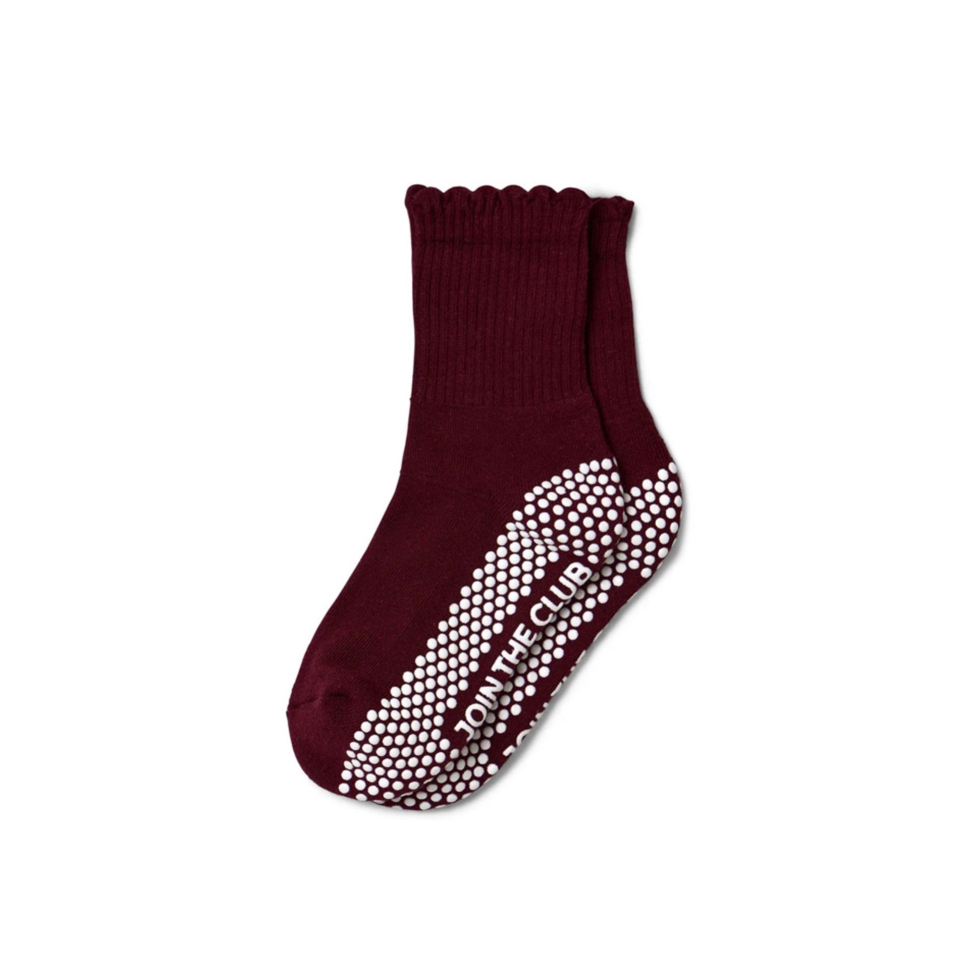 Scallop Edge Crew Grip Socks - (Barre / Pilates)