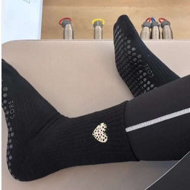 Honey Leopard Grip Socks (Barre / Pilates)