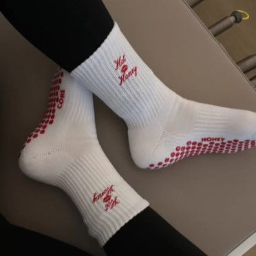 Hot Honey Red Grip Socks (Barre / Pilates)