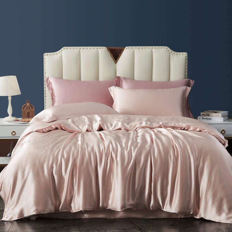 🔥100% Pure 19 Momme Silk Duvet Cover Set – 4-Piece with Fitted Sheet