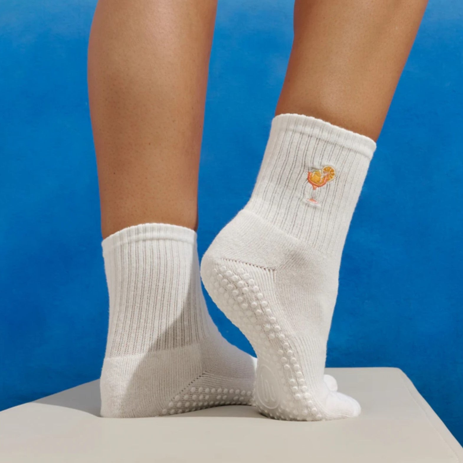 Crew Grip Socks - Aperitivo White  (Barre / Pilates)