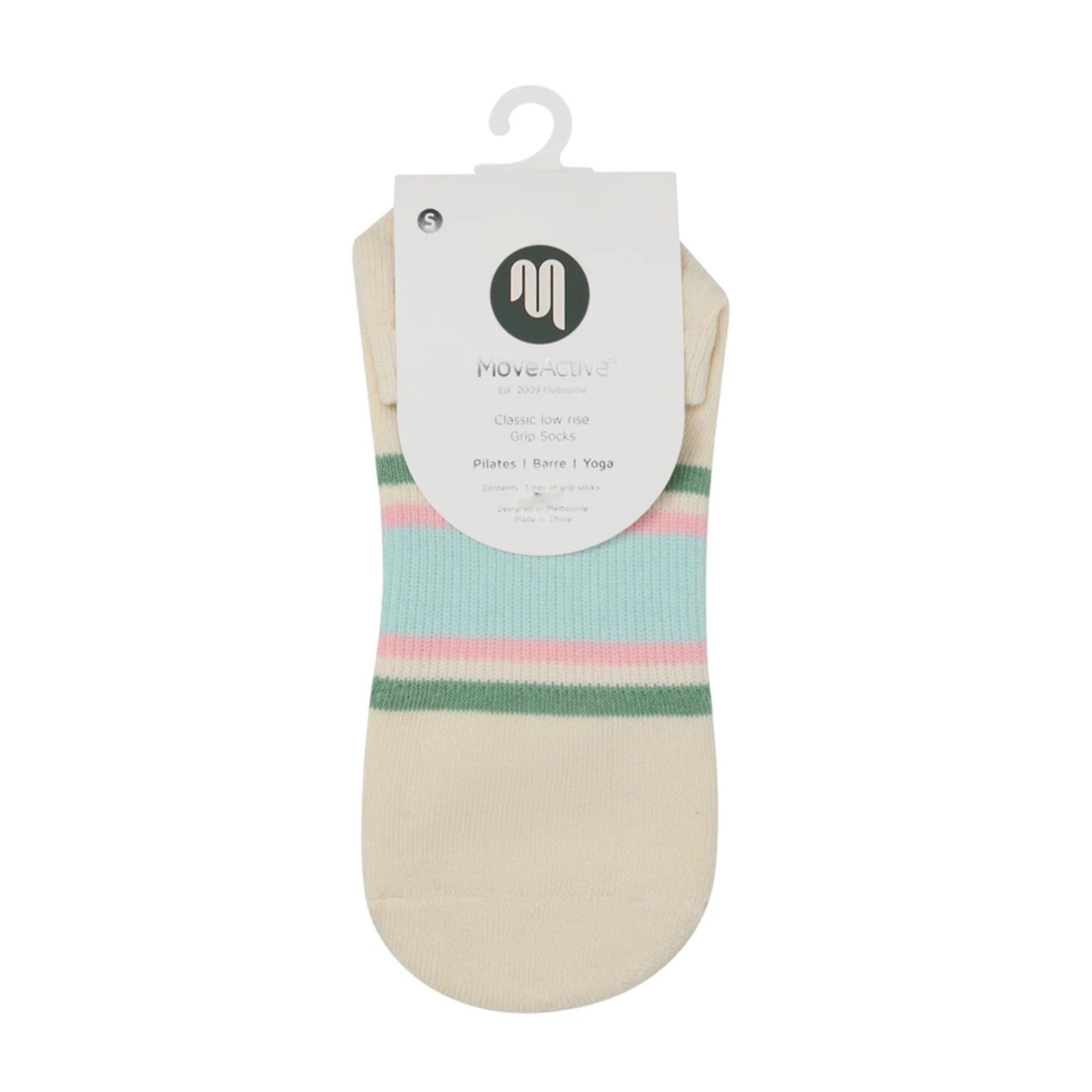 Classic Low Rise Grip Socks - Fleur Stripes (Barre / Pilates)