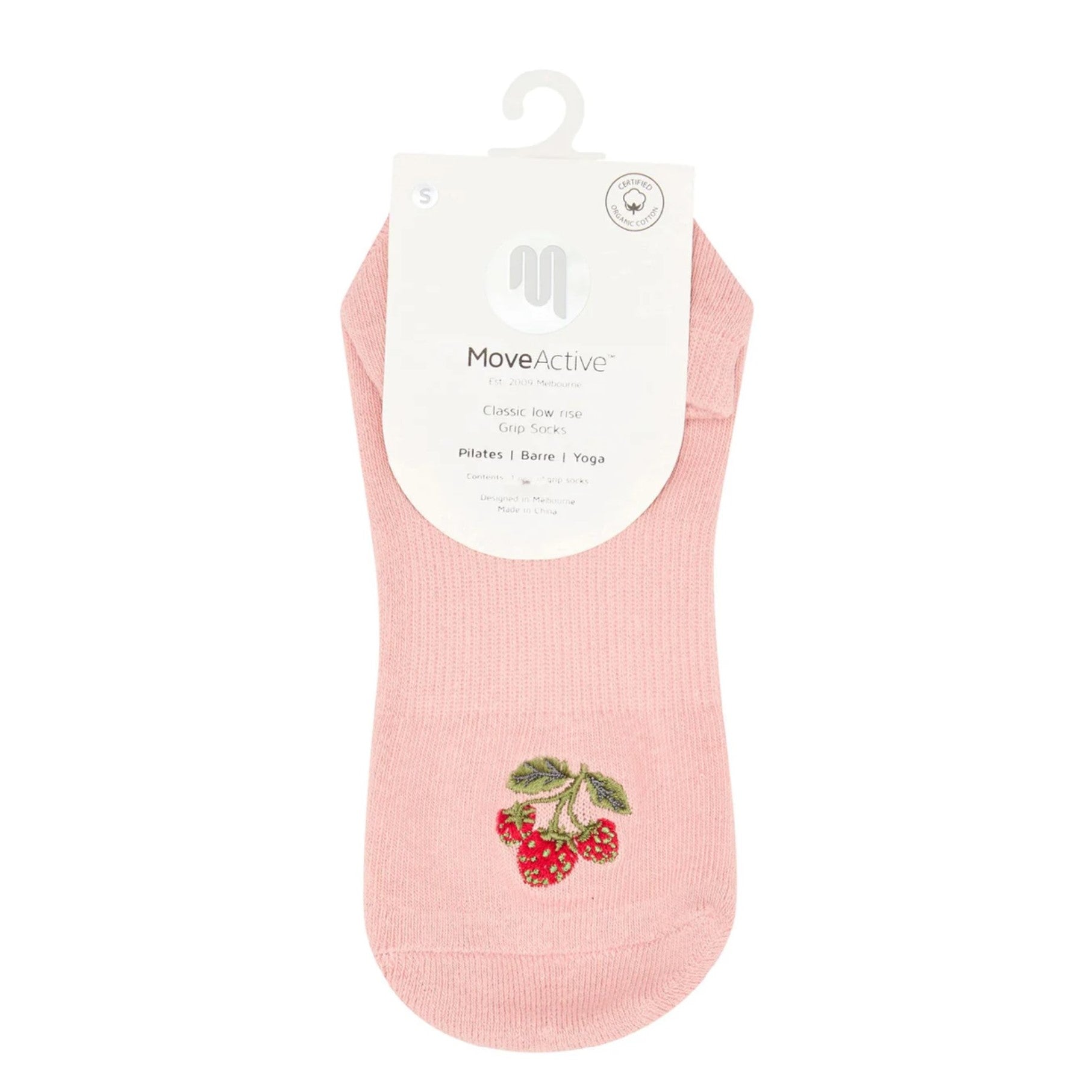 Classic Low Rise Grip Socks - Strawberry Patch (Barre / Pilates)