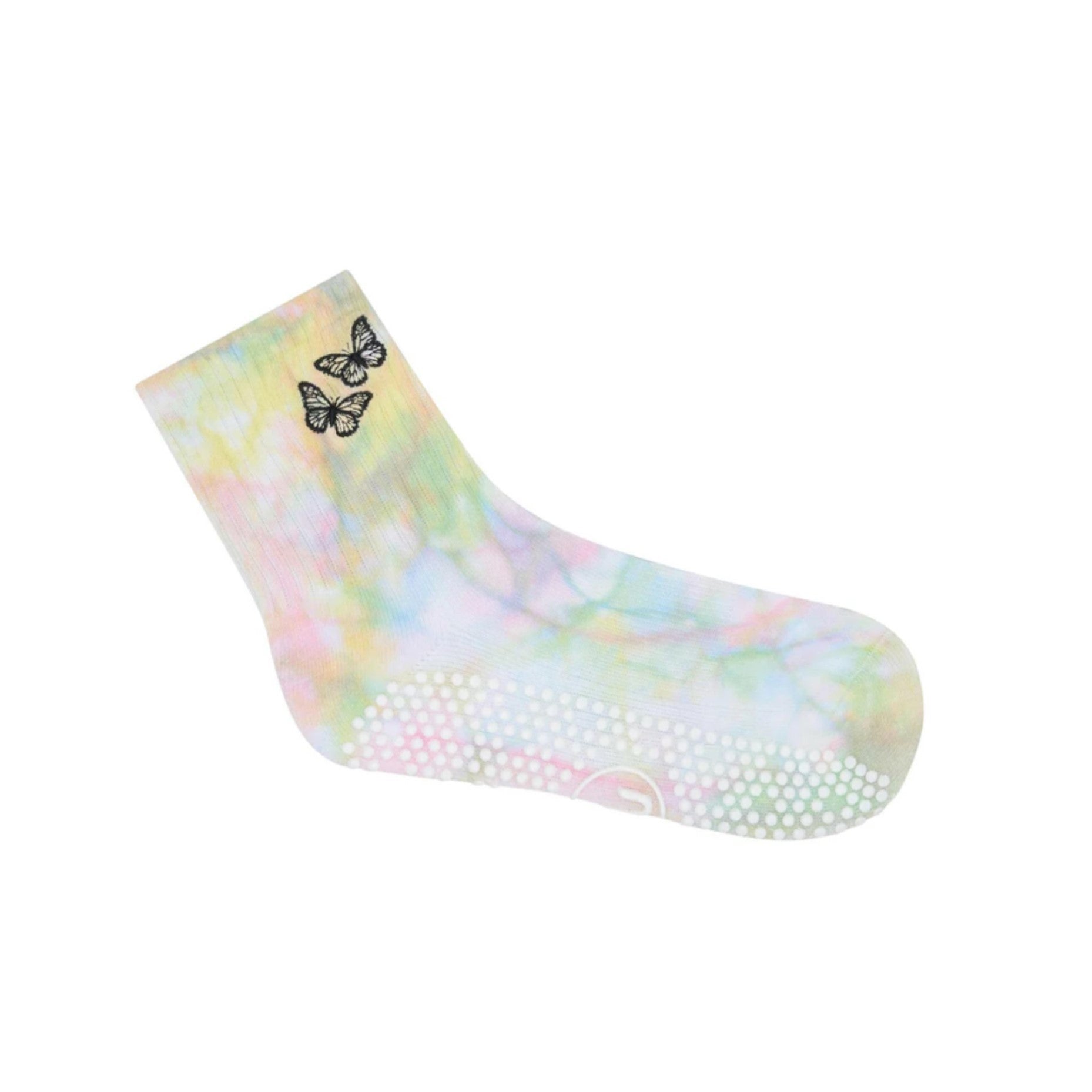 Crew Social Butterfly Tie-Dyed Grip Socks (Barre / Pilates)