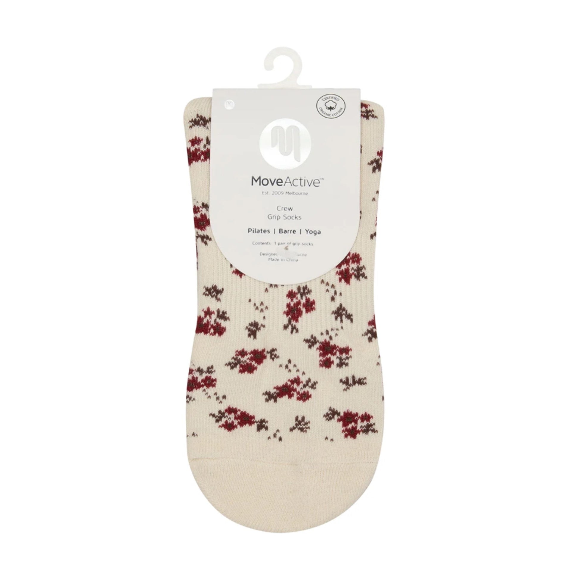 Quarter Crew Grip Socks - Ditsy Floral  (Barre / Pilates)