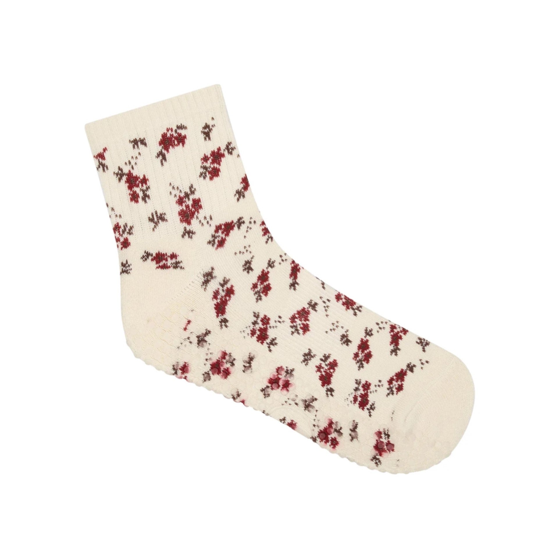 Quarter Crew Grip Socks - Ditsy Floral  (Barre / Pilates)