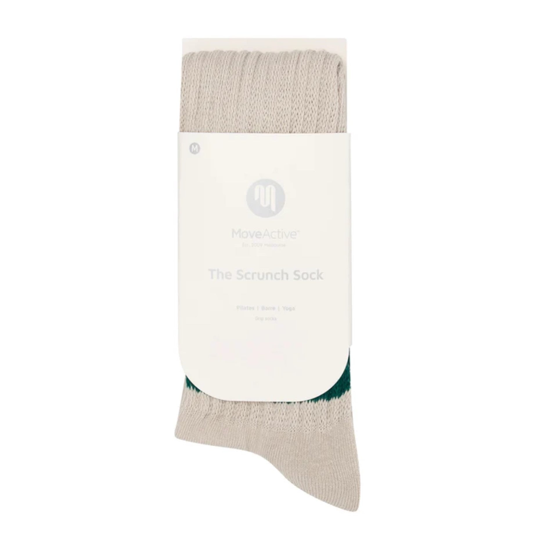 Scrunch Oat Emerald Stripe Grip Socks (Barre / Pilates)