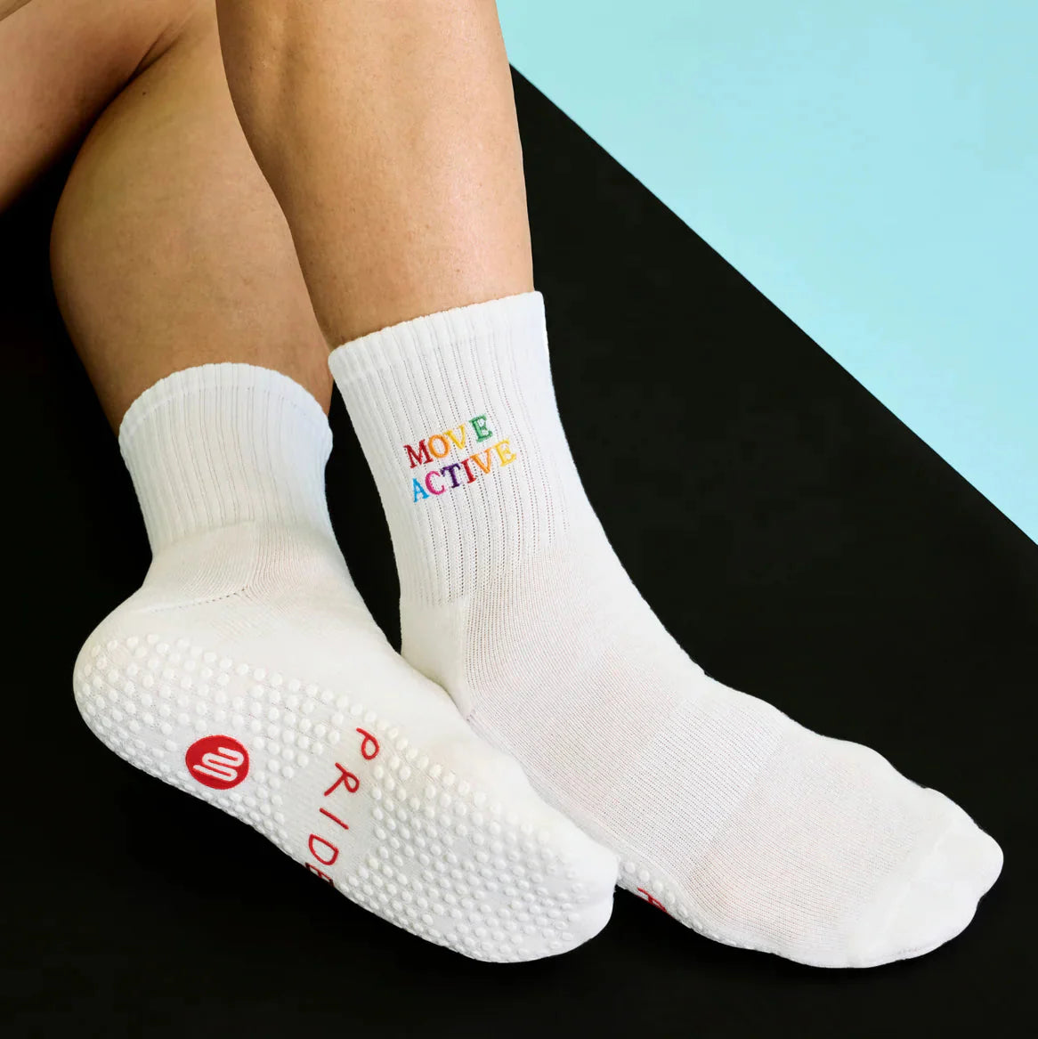 Unisex Crew Grip Socks - Rainbow Pride Crew (Barre / Pilates)