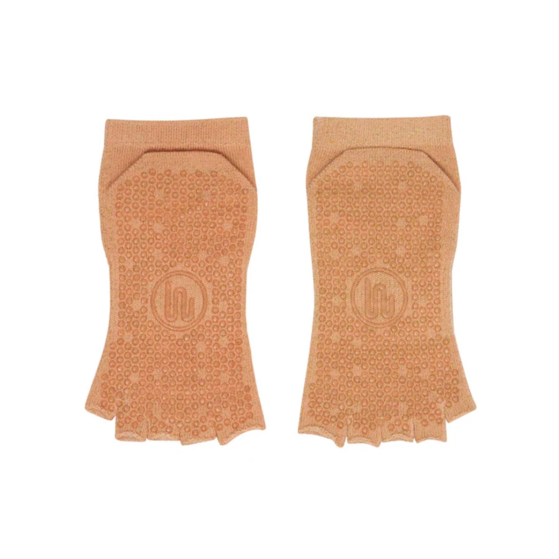 Toeless Non-Slip Grip Socks - Glitter Peach  (Barre / Pilates)