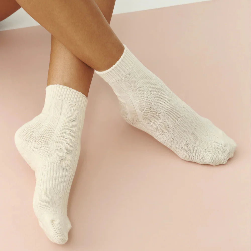 Crew Grip Socks - Cable Knit (Barre / Pilates)