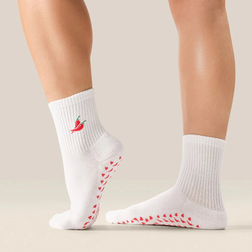 Crew Grip Socks - Chili (Barre / Pilates)