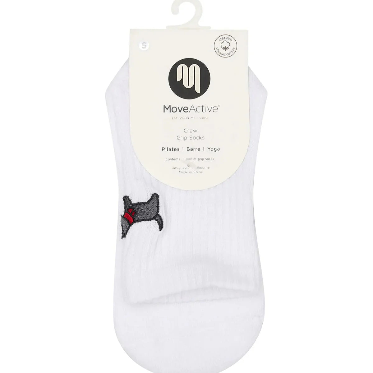 Crew Grip Socks - Cozy Pup Ivory (Barre / Pilates)