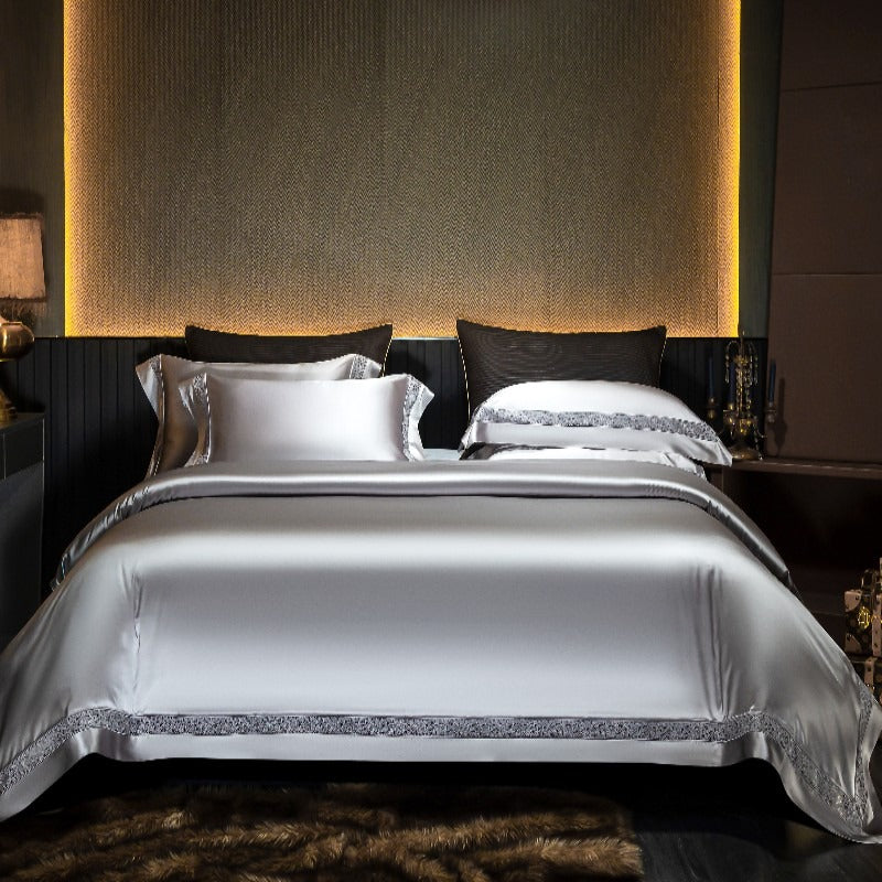 1000 Thread Count Egyptian Cotton Silver Duvet Cover Set – Soft & Breathable