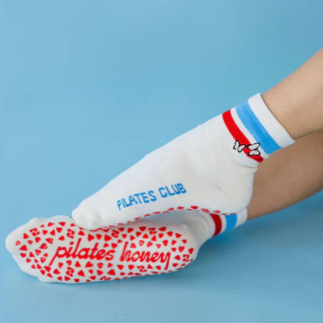 American Butterfly Short Crew Grip Sock (Barre / Pilates)