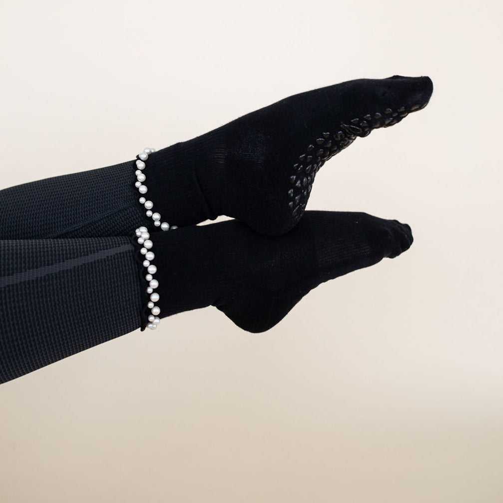 Pretty In Pearls - Crew Grip Sock (Barre / Pilates)