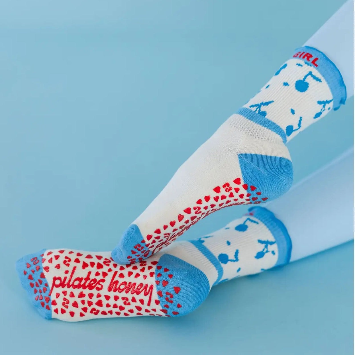 Pilates Cherry Ruffle - Crew Grip Sock (Barre / Pilates)