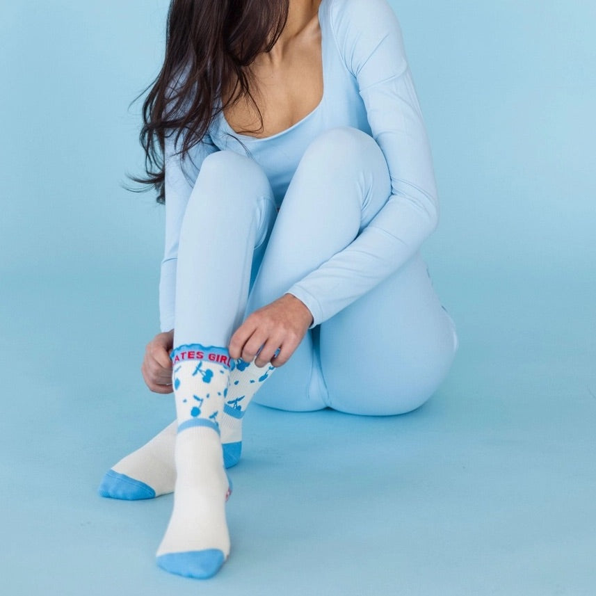 Pilates Cherry Ruffle - Crew Grip Sock (Barre / Pilates)
