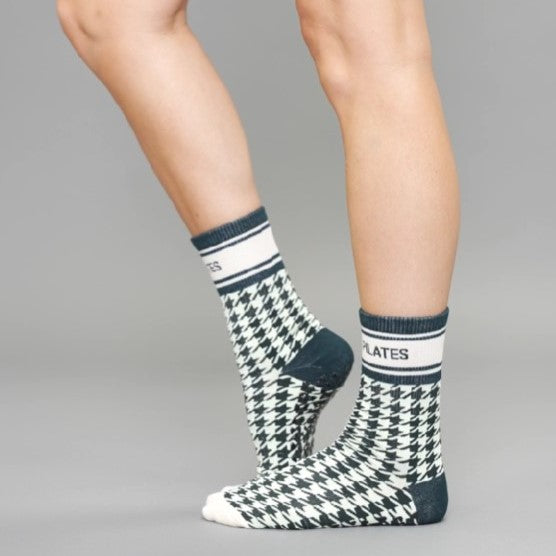 Slopes Houndstooth - Crew Grip Sock (Barre / Pilates)