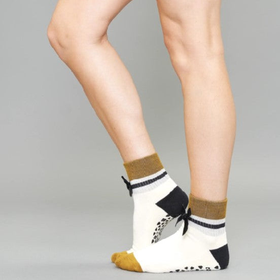 Velour Bow Luxe - Crew Grip Sock (Barre / Pilates)