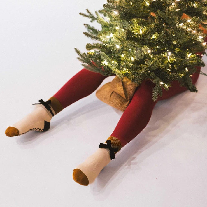 Velour Bow Luxe - Crew Grip Sock (Barre / Pilates)