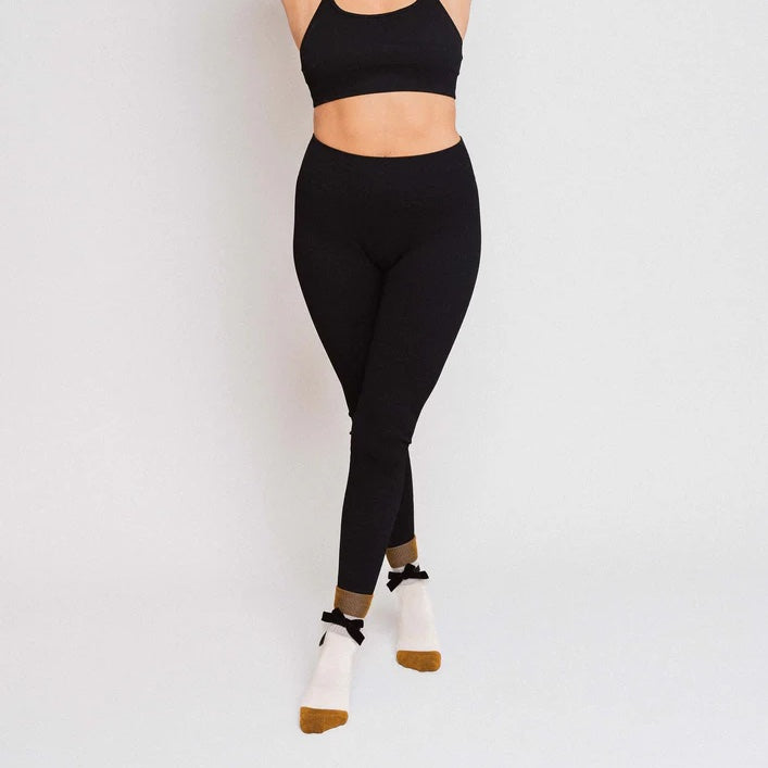 Velour Bow Luxe - Crew Grip Sock (Barre / Pilates)