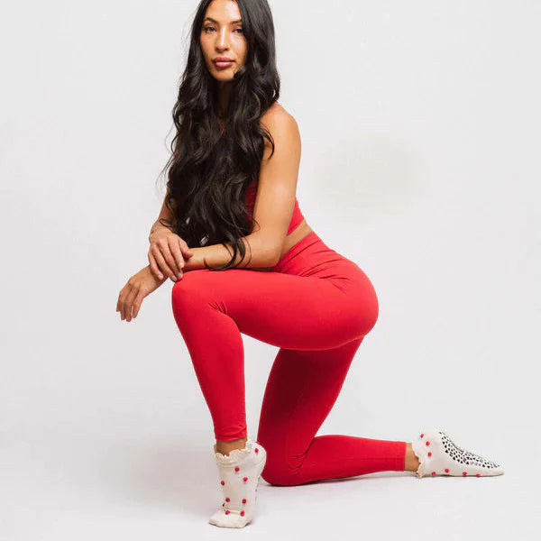 Rosette Ruffle Ankle - Crew Grip Sock (Barre / Pilates)