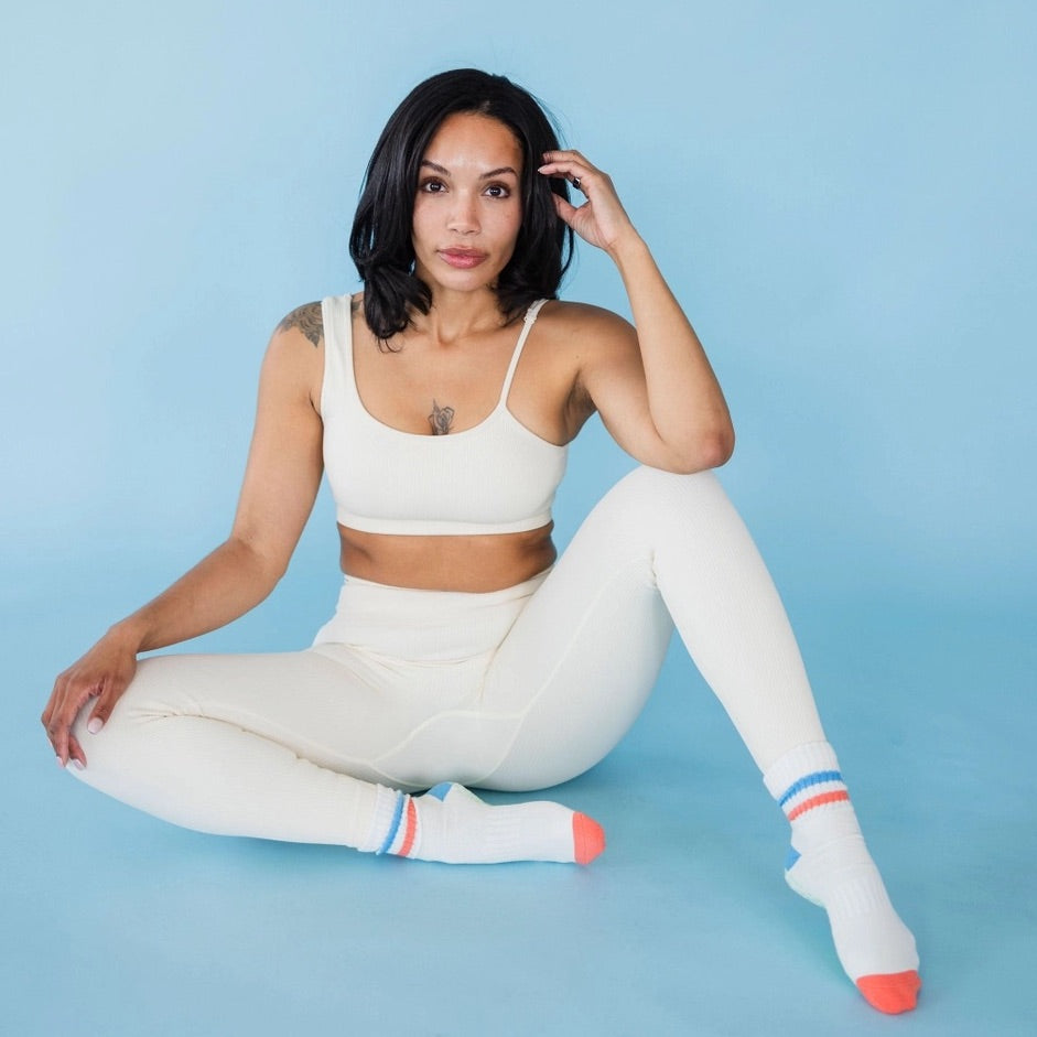 Vintage - USA Stripes Crew Grip Sock (Barre / Pilates)