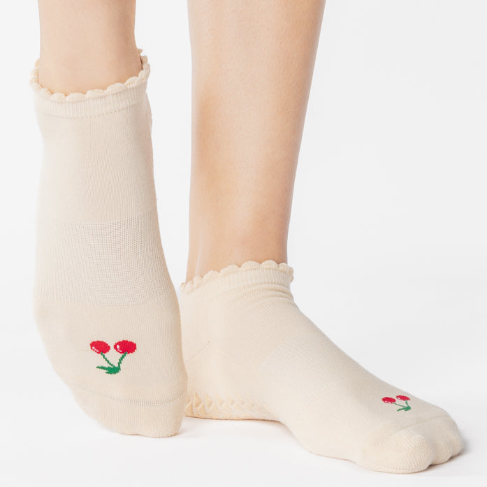 Cherry Full Foot Grip Socks  (Barre/Pilates)