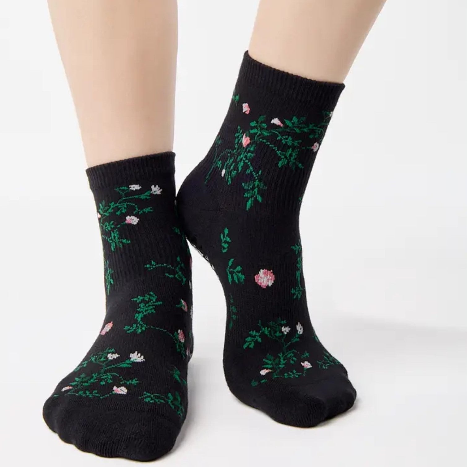 Rose Garden Ankle Grip Socks - (Barre/Pilates)