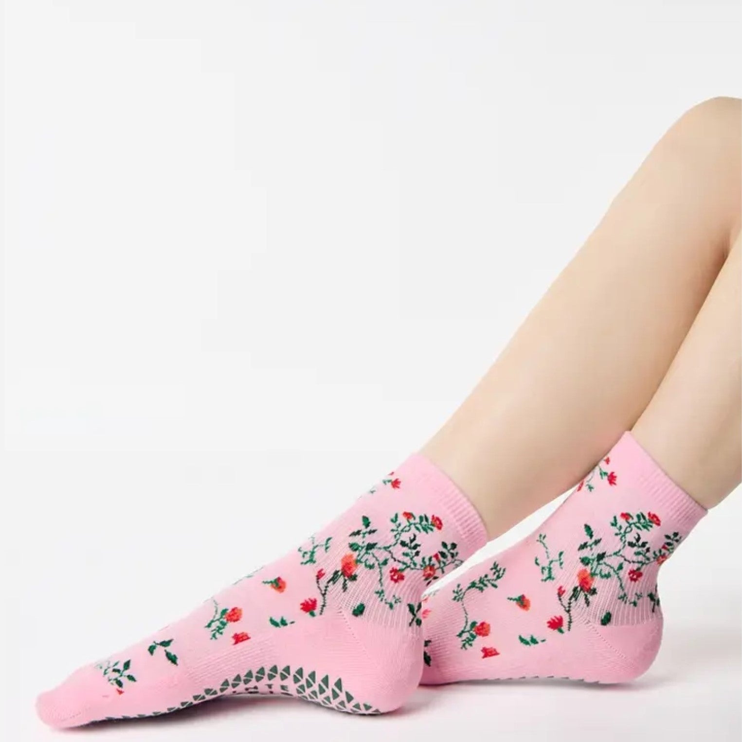 Rose Garden Ankle Grip Socks - (Barre/Pilates)