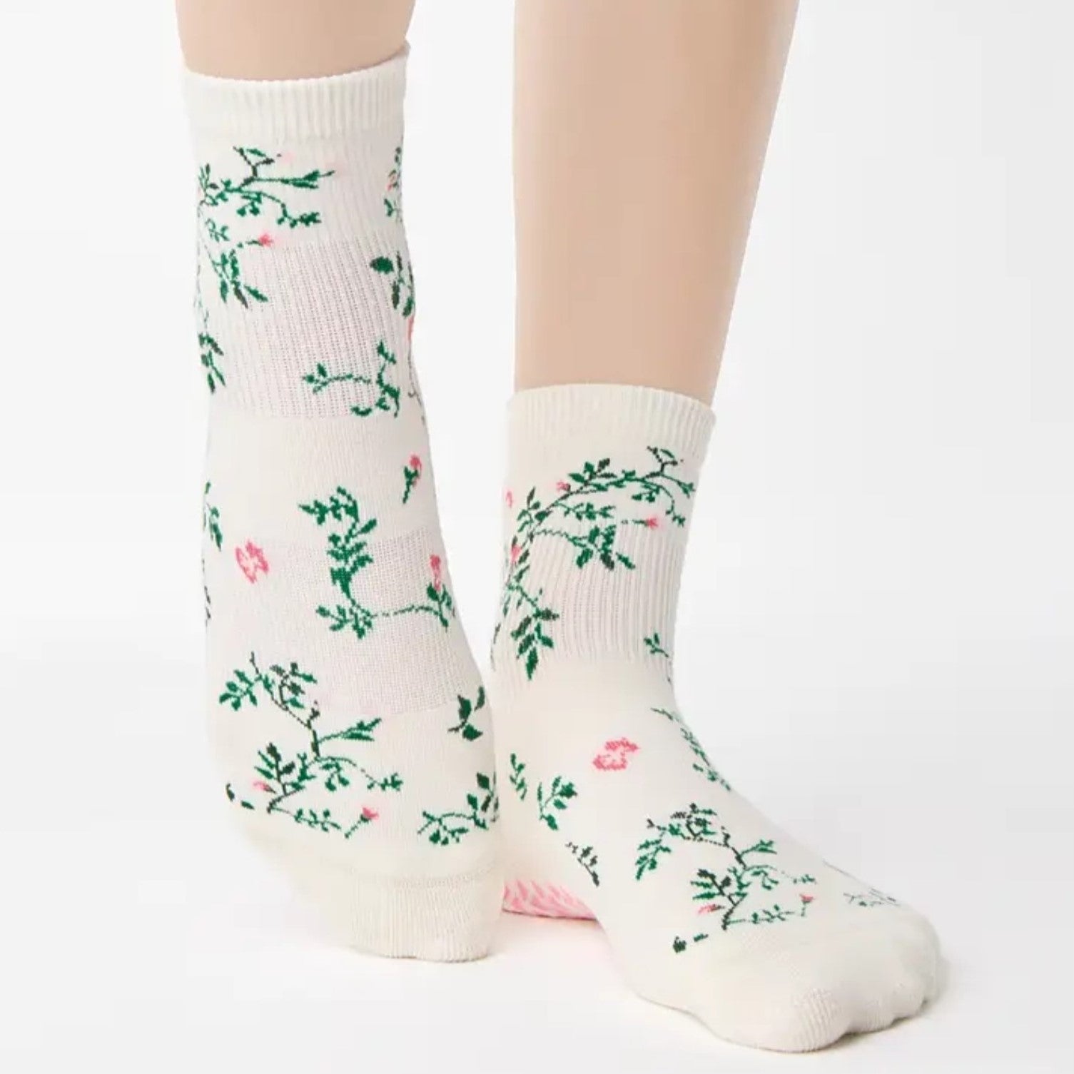 Rose Garden Ankle Grip Socks - (Barre/Pilates)