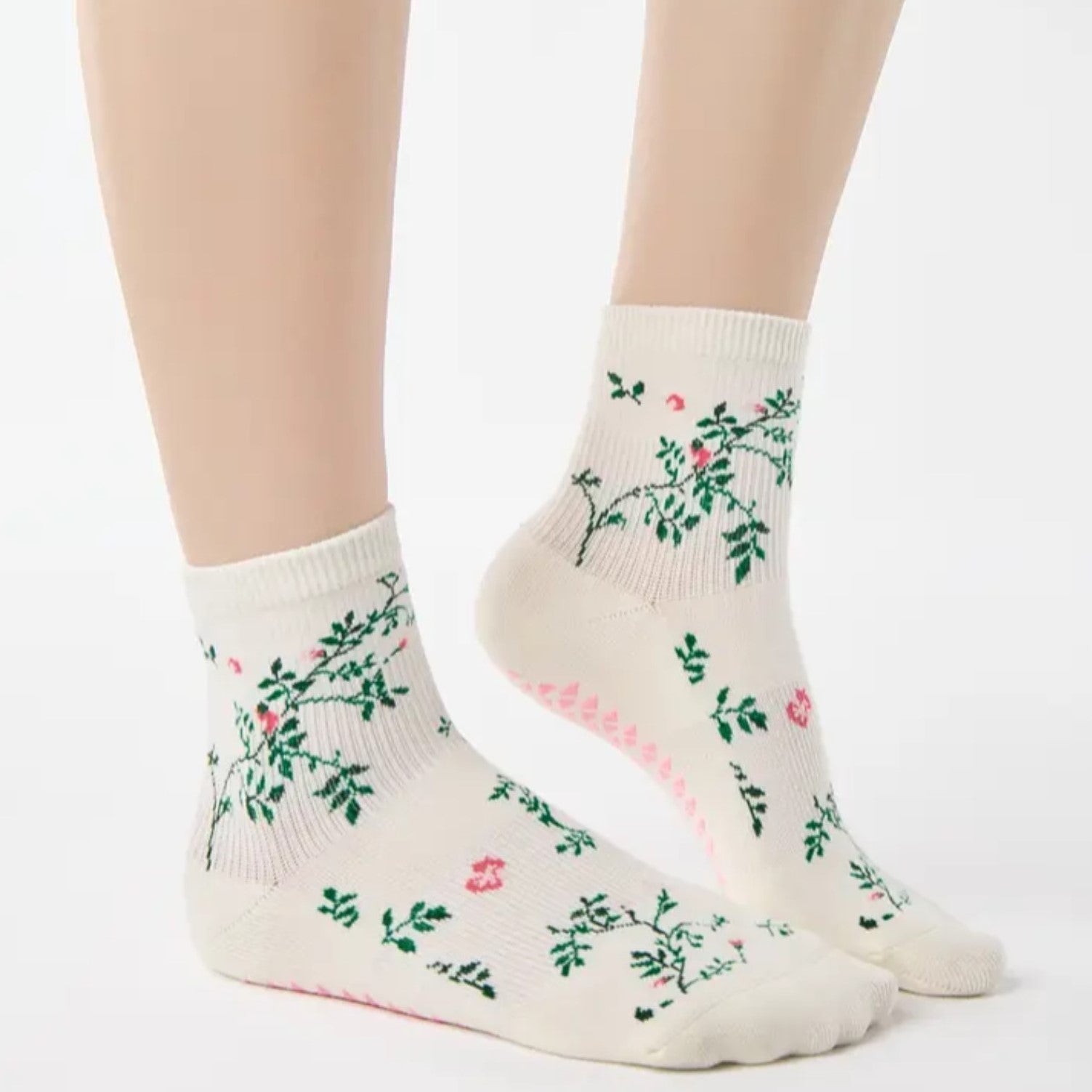 Rose Garden Ankle Grip Socks - (Barre/Pilates)