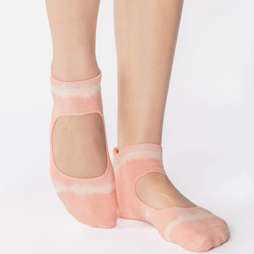 Grip Strap Socks - Shibori Coral (Barre / Pilates)