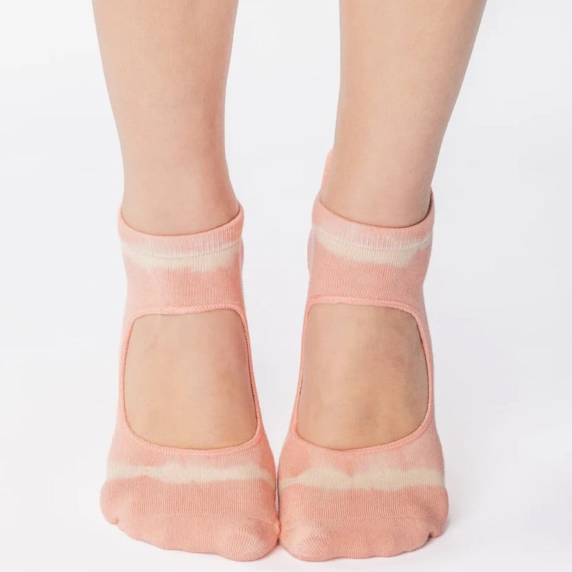 Grip Strap Socks - Shibori Coral (Barre / Pilates)