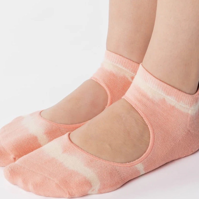 Grip Strap Socks - Shibori Coral (Barre / Pilates)